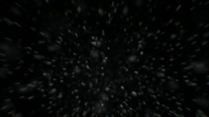 水下气泡云移动通过黑白背景上孤立的特写循环3d动画。美丽的无缝快速小流动水气泡质量。