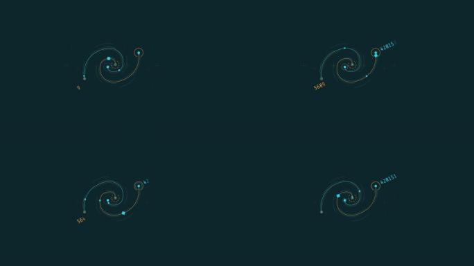 螺旋形HUD元素中曲线的循环动画。