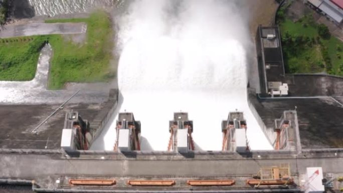 鸟瞰式水力发电厂、可再生能源、水电大坝