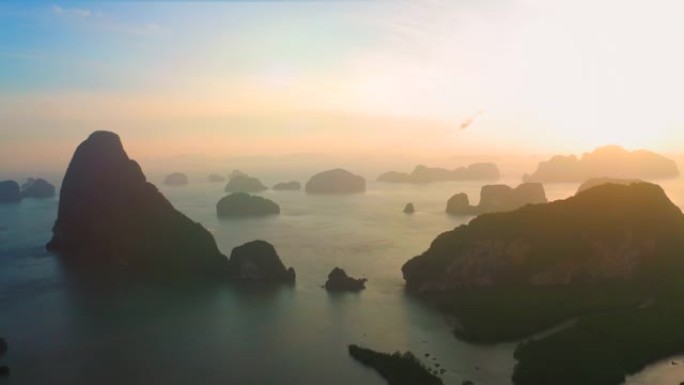 泰国美丽的岛屿山脉在攀牙湾