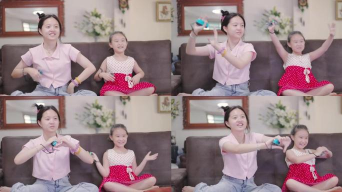兄弟姐妹在家玩多人游戏