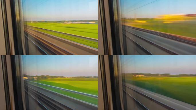 从行驶中的火车向窗外望去的延时