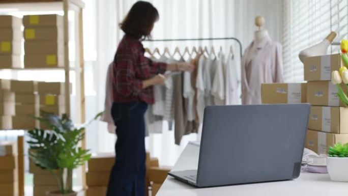 忙碌的亚洲小企业主企业家成功女人。