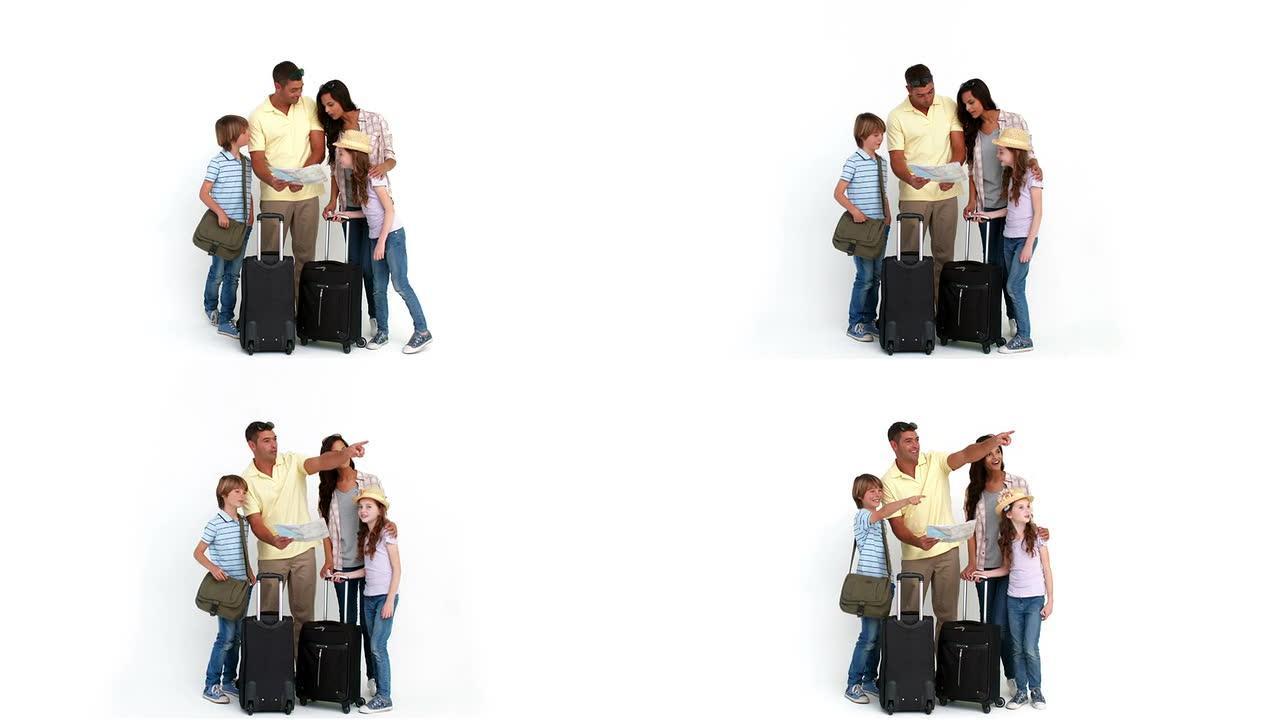 带行李指向的幸福家庭