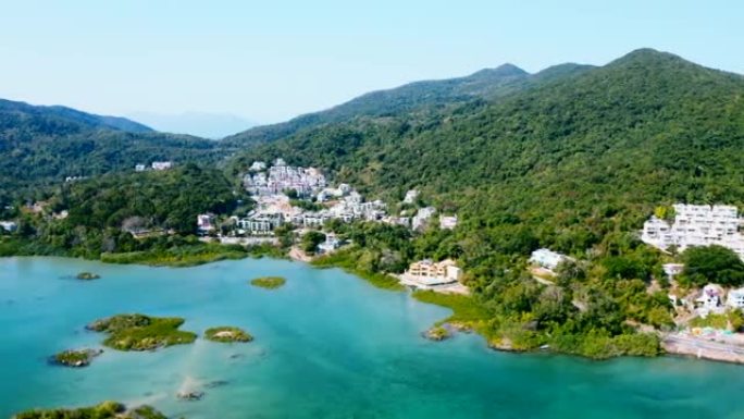 香港东部山区西贡村无人驾驶飞机景观，室外，白天