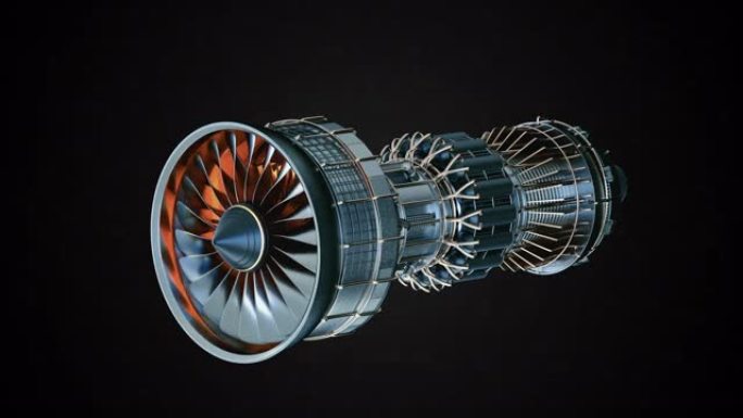 工业4.0产生工程汽轮机的概念。投影中电动飞机发动机的无缝旋转部分。运动的三维分析技术过程强大的科学