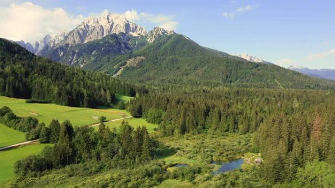 斯洛文尼亚的空中Zelenci自然保护区