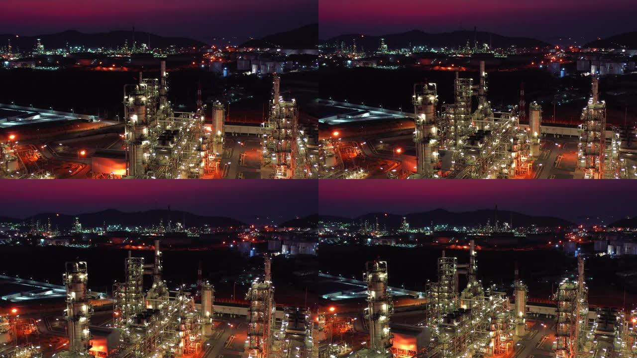空中夜间炼油厂工业
