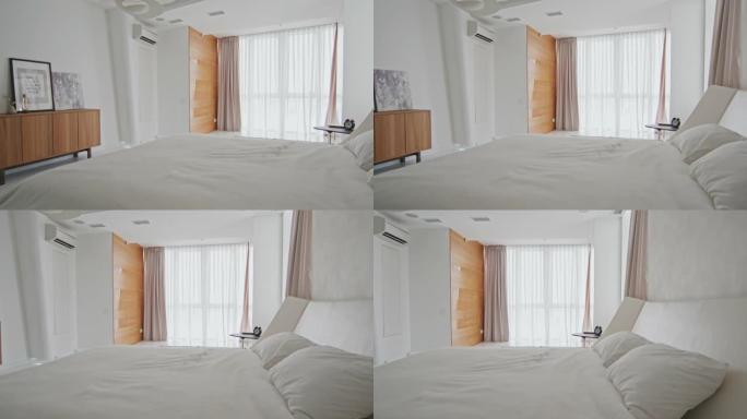 现代公寓中宽敞的简约卧室