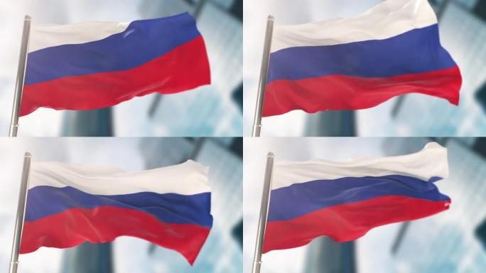 俄罗斯联邦国旗。慢动作