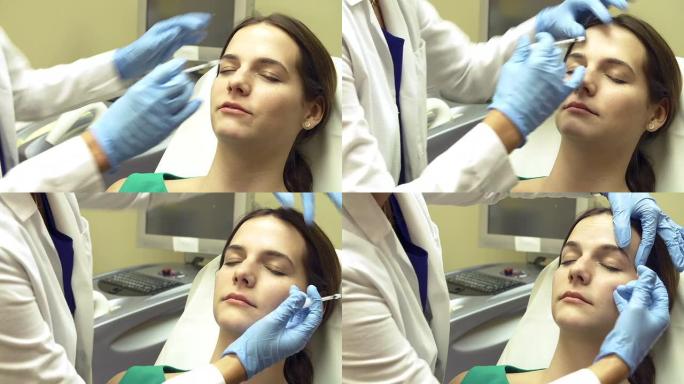 在美容诊所接受肉毒杆菌治疗的妇女