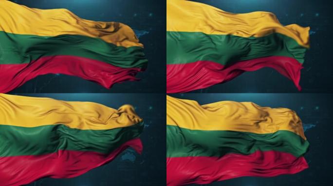 立陶宛国旗，深蓝色背景