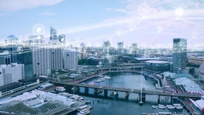 智慧城市、云计算和网络5g大数据、数字电网基础设施和澳大利亚工业网络经济的无人机。技术摘要、全球物联