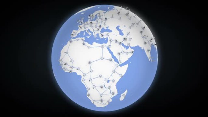 世界网络。欧洲-亚洲。蓝色。白色背景。