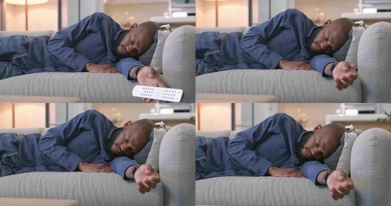 一个年轻人在沙发上睡着的4k录像