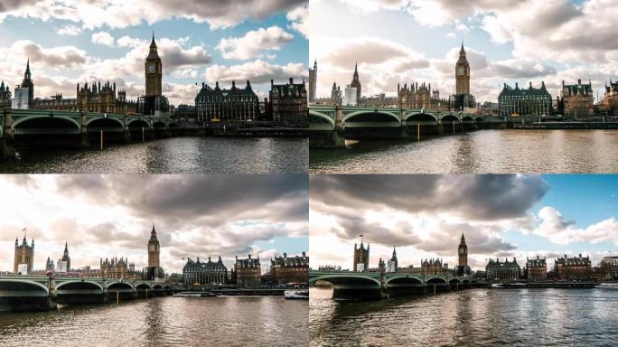 伦敦议会大厦延时延时拍摄现代化都市地标