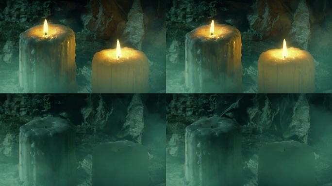 蜡烛在女巫洞穴中吹灭