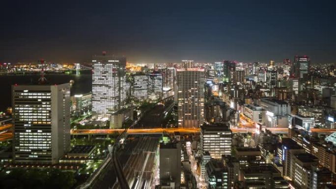 东京市夜间时光倒流城市景观建筑