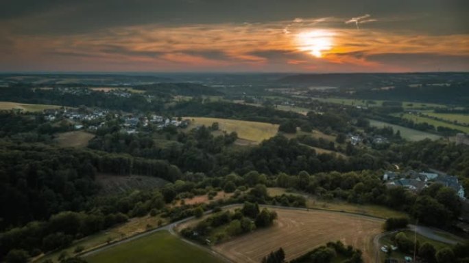 德国Siegerland地区的乡村景观-空中拍摄