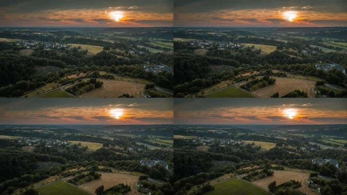 德国Siegerland地区的乡村景观-空中拍摄
