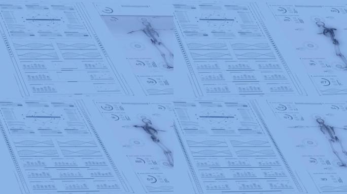 蓝色抽象医疗用户界面。未来健康信息图表和技术HUD元素。