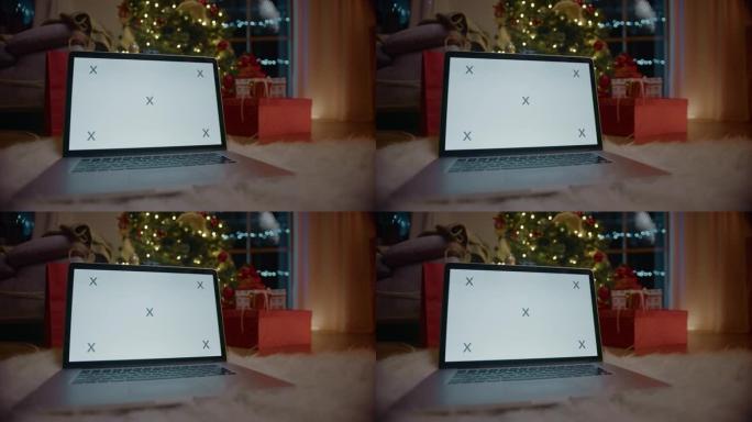 带有圣诞装饰色度屏幕的MS笔记本电脑