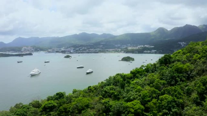 香港西贡村岛屿无人驾驶飞机视图