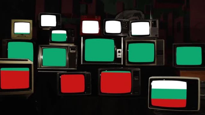 复古电视和保加利亚国旗。