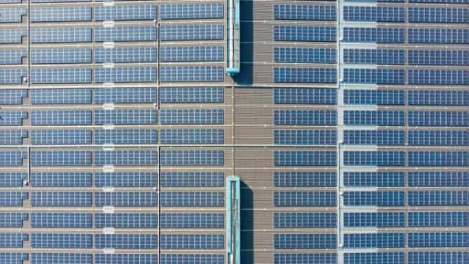 太阳能电池板的俯视图，可再生能源行业