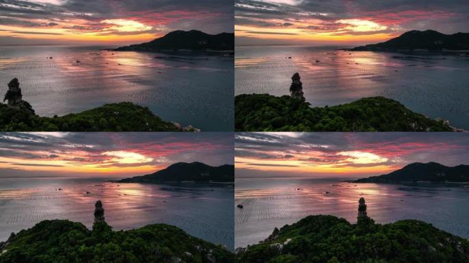 广东岛美丽的日出海岛岛屿礁石