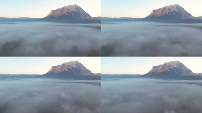 空中拍摄清道山带雾日出时间