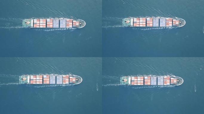 货柜货船的鸟瞰图