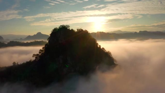 泰国清迈府雨林的空中俯瞰美丽的日出