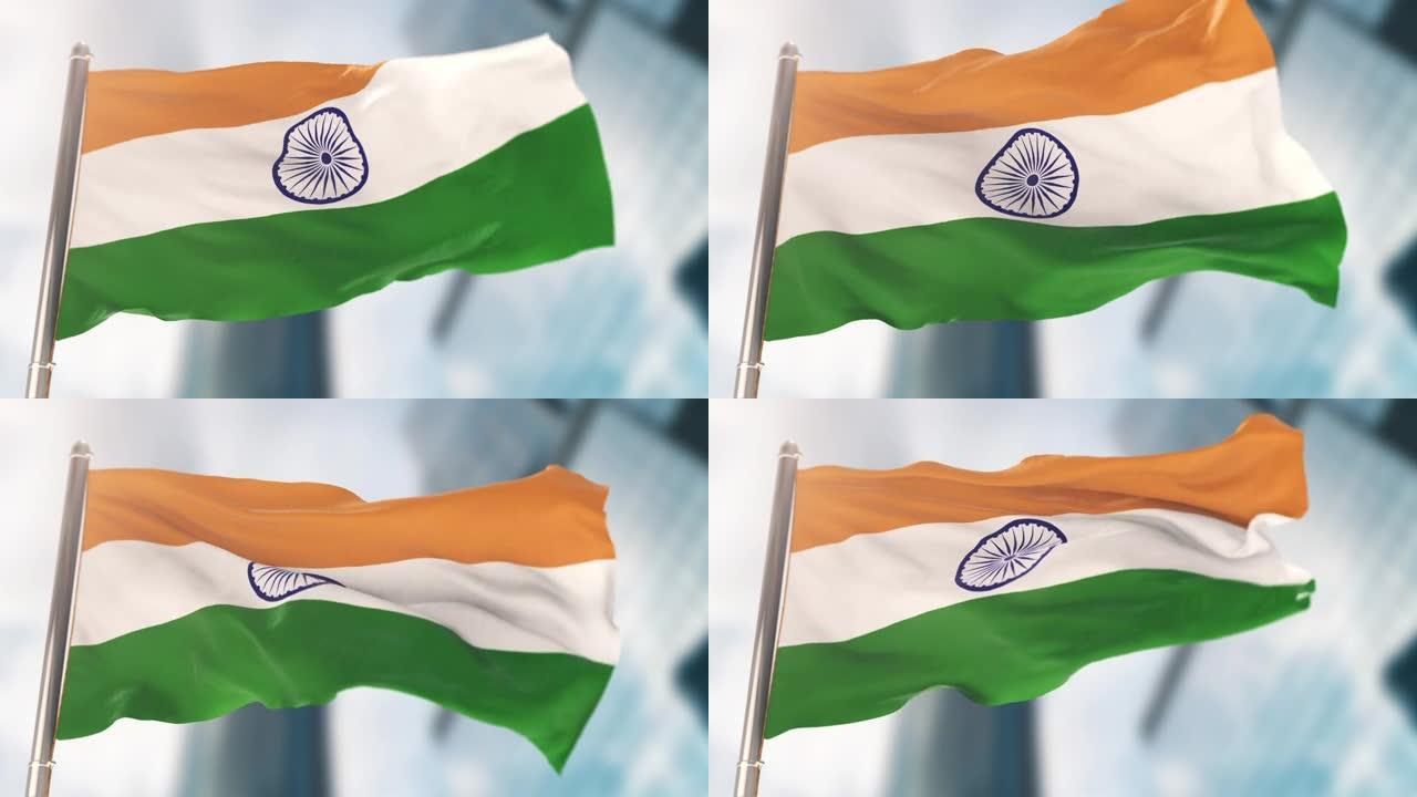 印度国旗。慢动作