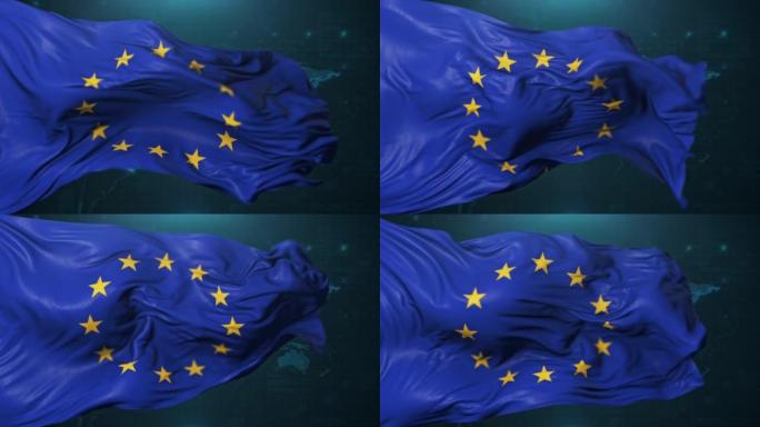 深蓝色背景的欧盟旗帜