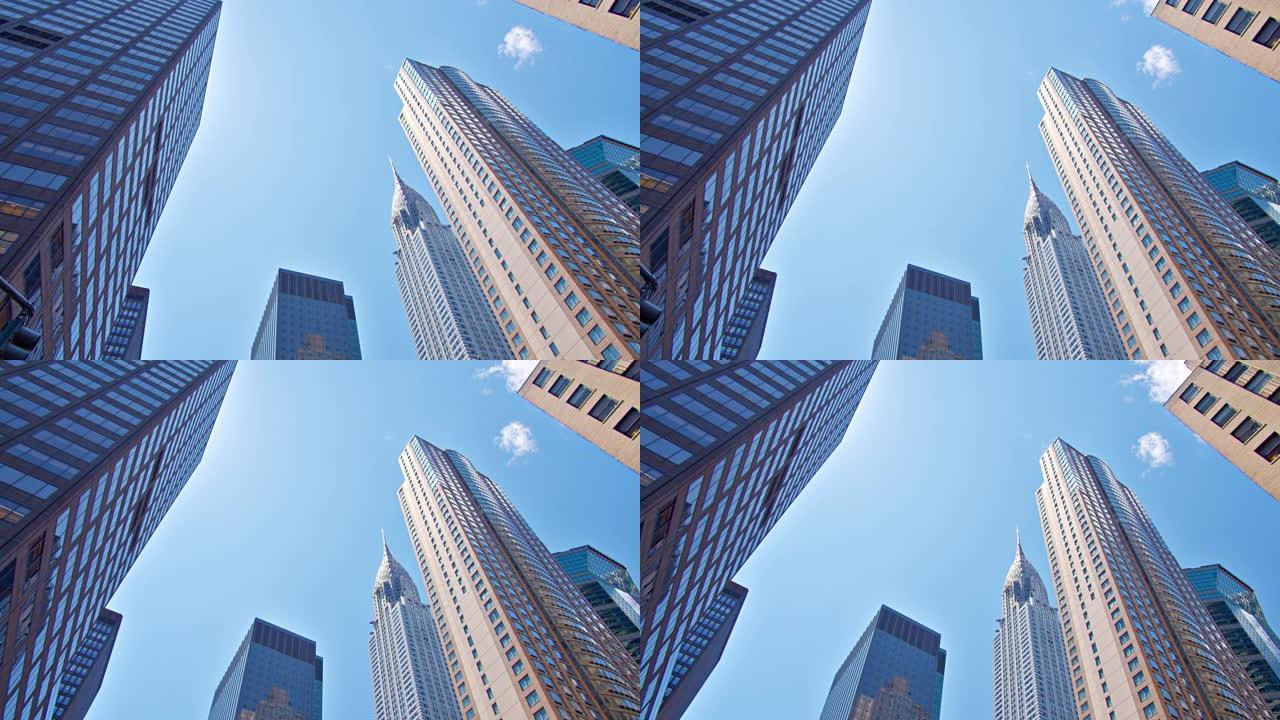 纽约创意天际线。纽约金融中心CBD城市航