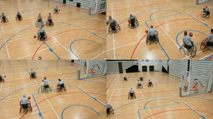 练习运球坐在轮椅上打球腿不能站立励志