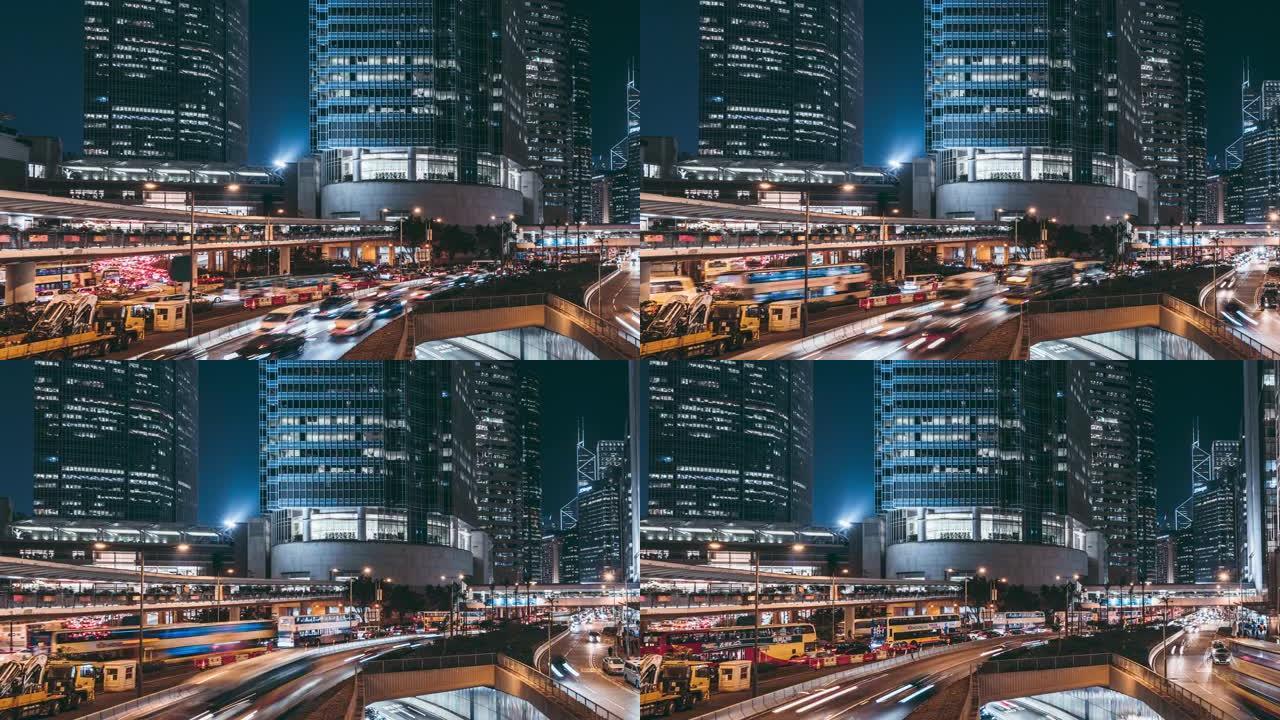 香港夜间的T/L泛城市交通