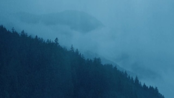 荒野山坡上的强降雨