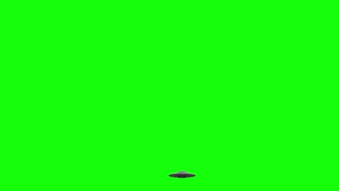 绿屏上的UFO外星人飞碟多角度