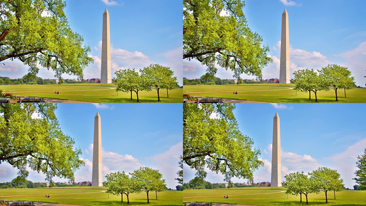 华盛顿纪念碑。公园。树。