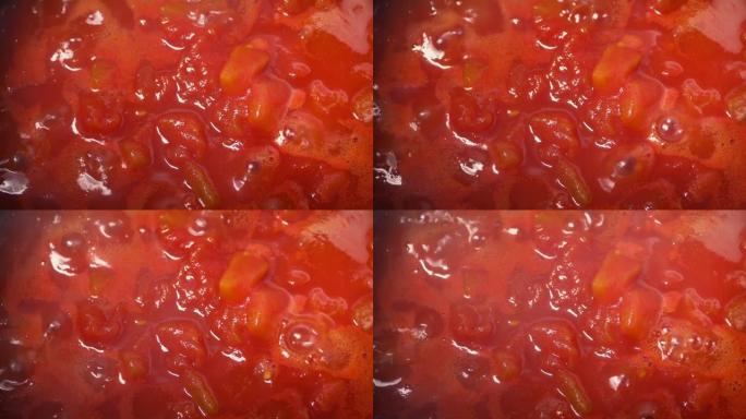 西红柿在锅里煮