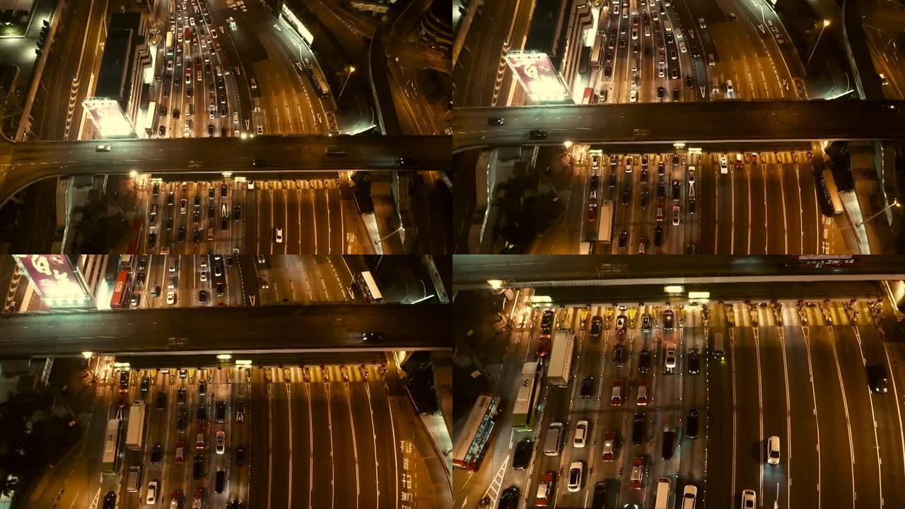 香港海底隧道夜间夜景车流港台