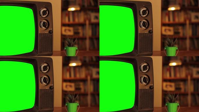 绿屏旧电视机。
