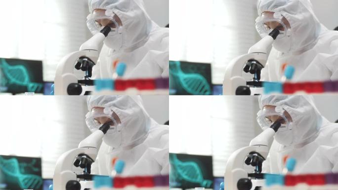 科学家使用显微镜实验室显微研发外国人科研