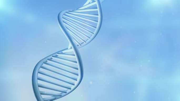 浅蓝色背景上的DNA链模型。