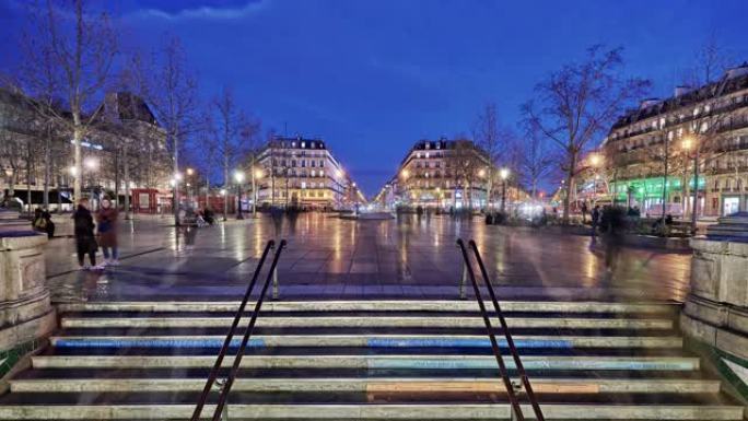地铁或地铁的入口。夜间照亮巴黎