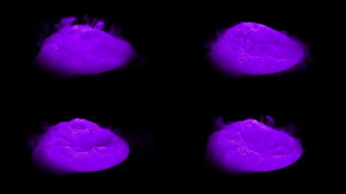 黑色合成元素上分离的紫色液体桶起泡