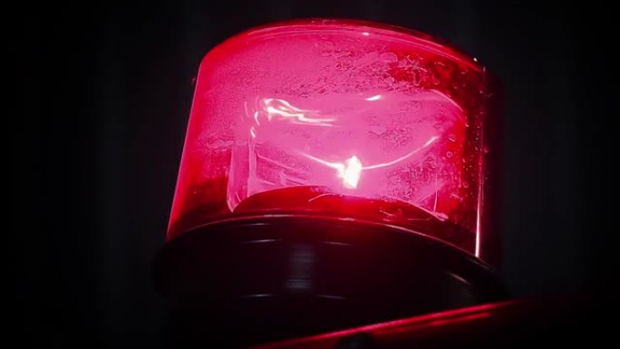 消防车或消防车的红灯闪烁。特写。4k分辨率。