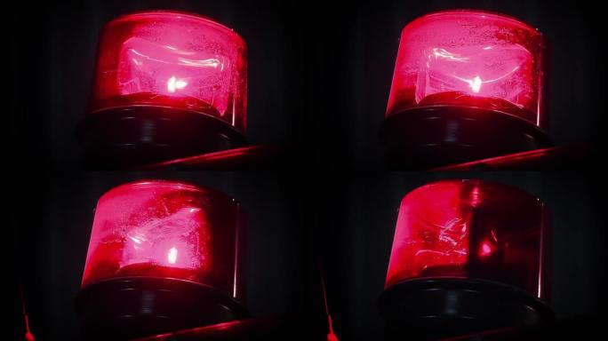 消防车或消防车的红灯闪烁。特写。4k分辨率。